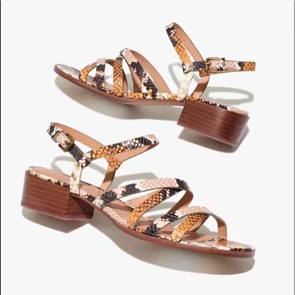 Madewell Skinny Strap Sandals Snakeskin Leather
